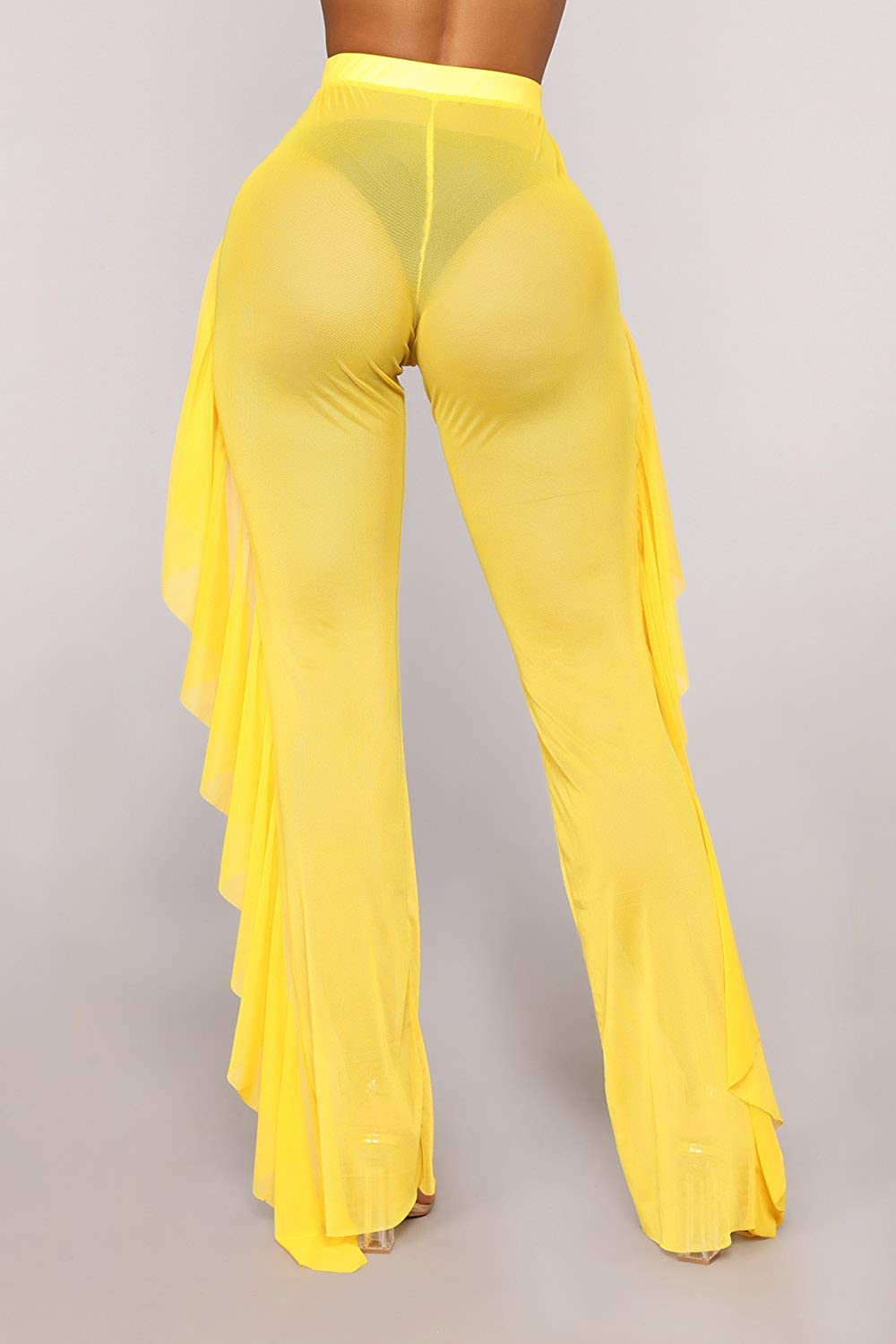 COCOLEGGINGS Women'S Sheer Mesh Ruffle Pants Swimsuit Bikini Bottom Cover Ups Apparel & Accessories > Clothing > Swimwear Kylie Max   