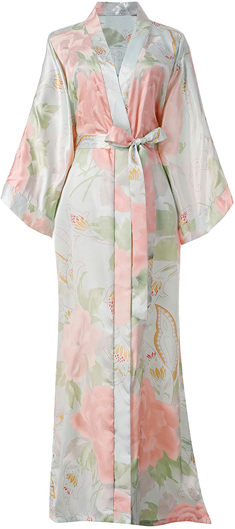 BABEYOND Long Print Kimono Robe Blouse Kimono Cover up Loose Cardigan Top Outwear Apparel & Accessories > Clothing > Sleepwear & Loungewear > Robes KYLIE MAX Light Blue  