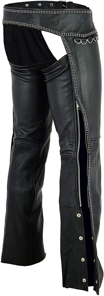 HIGHWAY LEATHER Hip Hugger Leather Chaps Bling Detailing Women Style Apparel & Accessories > Clothing > Underwear & Socks > Underwear HIGHWAY LEATHER   