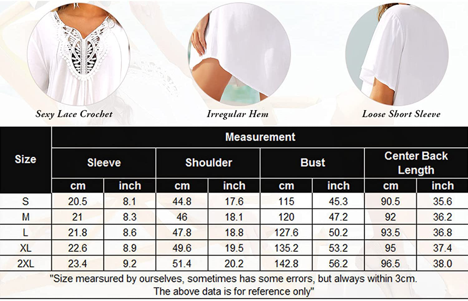 Ekouaer Swimsuit Cover Ups Women Lace Crochet V-Neck Summer Beach Coverups Dress for Swimwear Bathing Suit S-XXL Apparel & Accessories > Clothing > Swimwear Kylie Max   