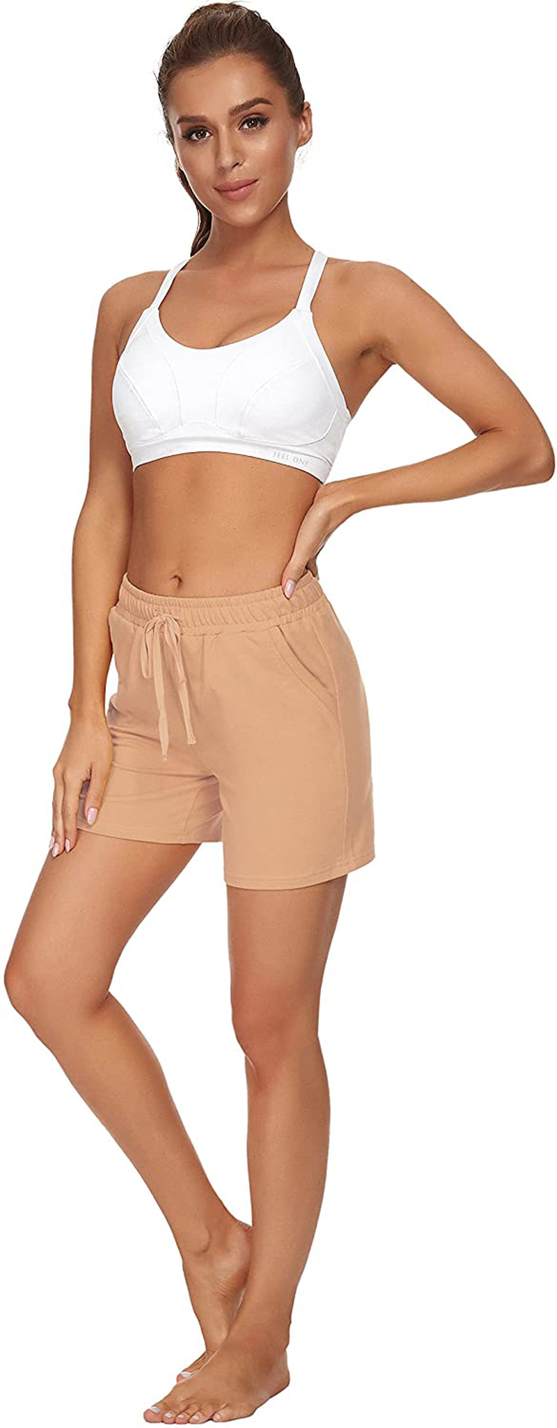 Tandisk Women'S 5" Casual Jersey Cotton Shorts Lounge Yoga Pajama Walking Shorts with Pockets Activewear Apparel & Accessories > Clothing > Shorts Kylie Max   