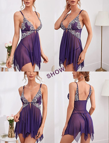 Avidlove Women Lace Lingerie Front Closure Babydoll V Neck Nightwear Sexy Chemise Nightie Apparel & Accessories > Clothing > Underwear & Socks > Lingerie Kylie Max   