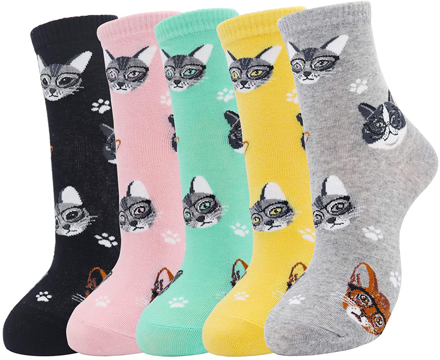 Jeasona Women's Fun Socks Cute Cat Animals Funny Funky Novelty Cotton Gifts Arts & Entertainment > Party & Celebration > Gift Giving Jeasona Multicolored Cool Cats  
