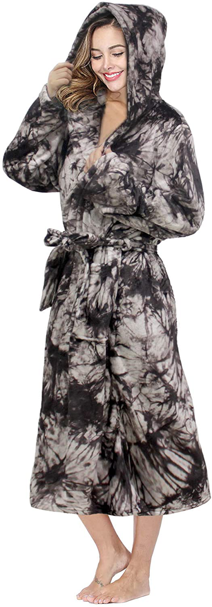 RONGTAI Womens Long Robes Plush Fleece Nightgown Thick plus Size Hooded Bathrobe with Pockets Fluffy Sleepwear for Men Apparel & Accessories > Clothing > Sleepwear & Loungewear > Robes Kylie Max   