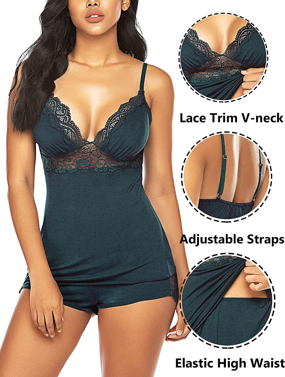 Avidlove Womens Sleepwear Lace Pajamas Cami PJS Set Pajama Set for Women Apparel & Accessories > Clothing > Sleepwear & Loungewear Kylie Max   