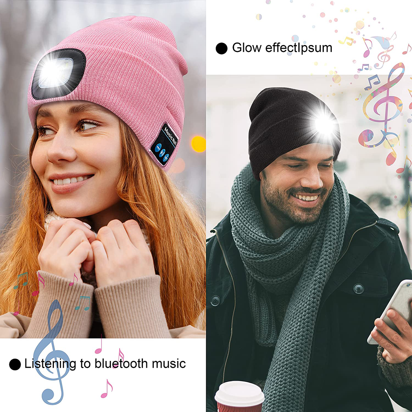 Keains Unisex Bluetooth Beanie Hat with Light, Upgraded Musical Knitted Cap with Headphone and Built-in Stereo Speakers & Mic, LED Hat for Running Hiking,Christmas Gifts for Men Women Dad Arts & Entertainment > Party & Celebration > Gift Giving Keains   
