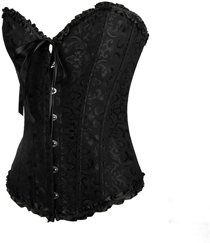 Lacing Corset for Women Lace Boned Overbust Body Shaper Bustier Sexy Satin Brocade Lingerie Shapewear Top Apparel & Accessories > Clothing > Underwear & Socks > Lingerie Generic   