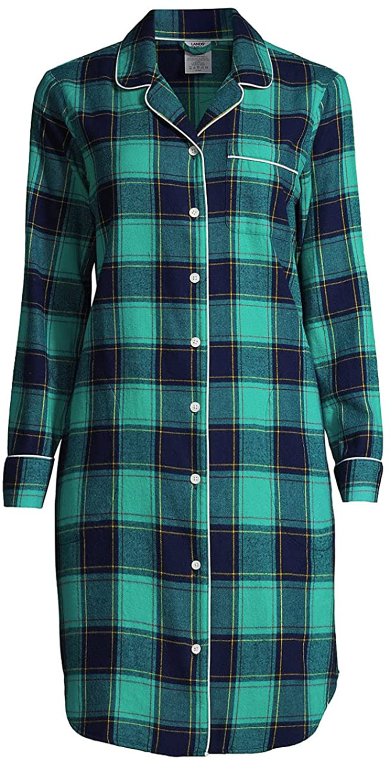 Lands' End Women'S Long Sleeve Print Flannel Nightshirt Apparel & Accessories > Clothing > Sleepwear & Loungewear > Nightgowns Kylie Max   