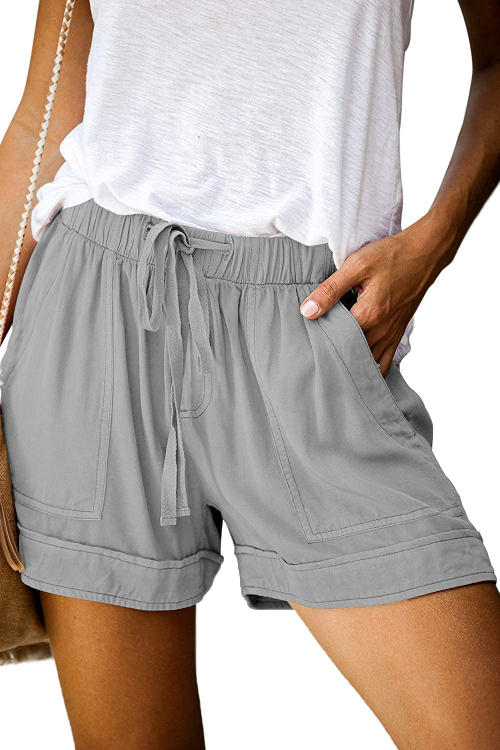 KISSMODA Womens Summer Shorts Leopard/Camo/Solid/Floral Print Elastic Waist Pocketed Casual Pants Apparel & Accessories > Clothing > Shorts Kylie Max   
