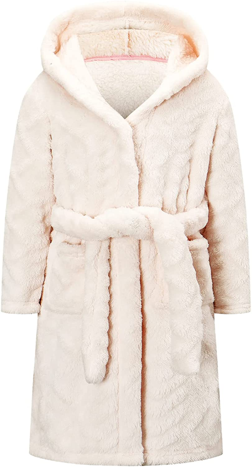 Umeyda Girls Robe,Cute & Fleece Hooded Robe with Belt for Girls, 12 Months - 18 Years Apparel & Accessories > Clothing > Sleepwear & Loungewear > Robes Kylie Max   