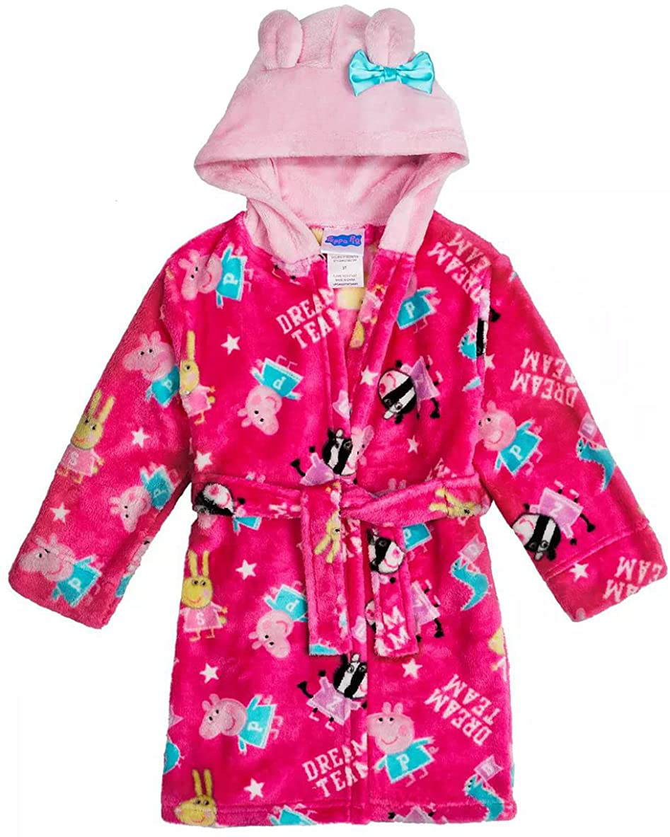 Peppa Pig Girls' Soft Fleece Robe Luxe Plush Comfy Spa Bathrobe Kids Sleepwear Apparel & Accessories > Clothing > Sleepwear & Loungewear > Robes Kylie Max   
