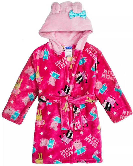 Peppa Pig Girls' Soft Fleece Robe Luxe Plush Comfy Spa Bathrobe Kids Sleepwear Apparel & Accessories > Clothing > Sleepwear & Loungewear > Robes Kylie Max   