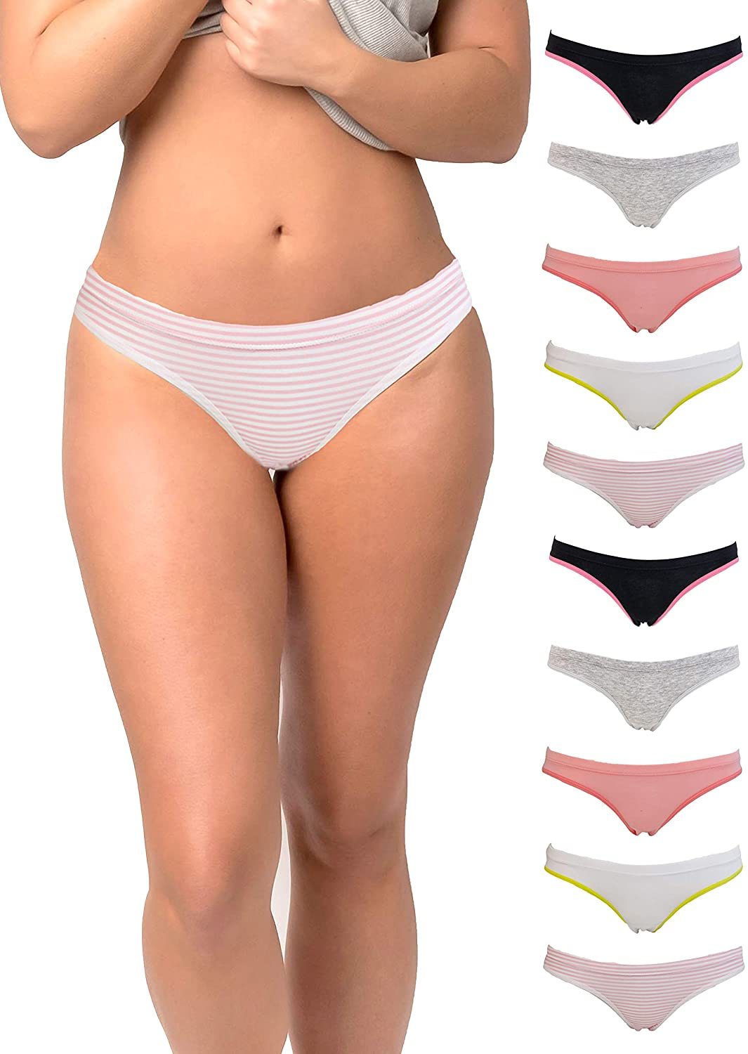 Emprella Womens Cotton Bikini Underwear Set, Seamless Ladies Panties | 10 Pack  Emprella Assorted Large 