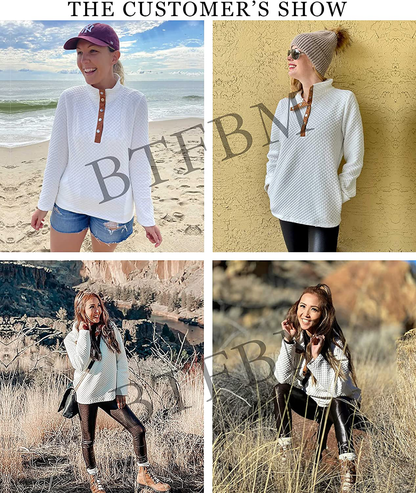 BTFBM Women Fashion Quilted Pattern Lightweight Zipper Long Sleeve Plain Casual Ladies Sweatshirts Pullovers Shirts Tops Apparel & Accessories > Clothing > Activewear Kylie Max   