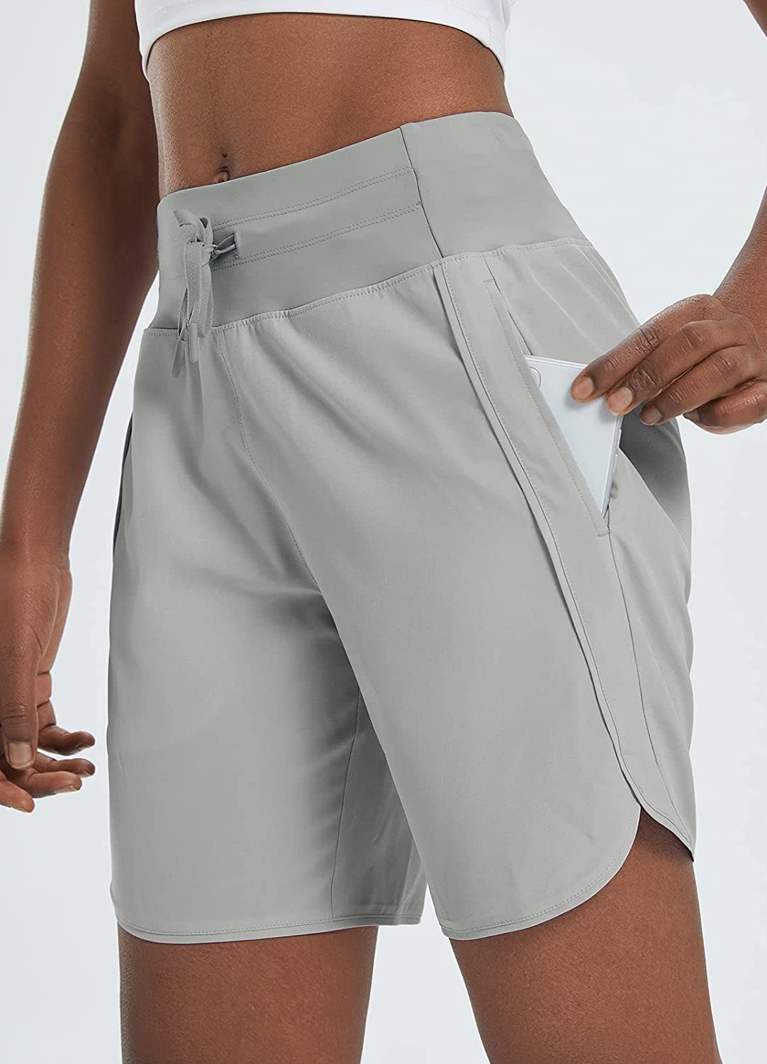 BALEAF Women'S 7" Long Shorts Lightweight for Running Workout Hiking Unlined Zipper Pocket Quick Dry Apparel & Accessories > Clothing > Shorts Kylie Max   