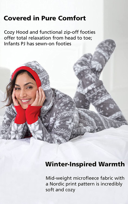 PajamaGram Family Pajamas Matching Sets - Nordic Fleece Christmas Onesie, Gray Arts & Entertainment > Party & Celebration > Gift Giving PajamaGram   