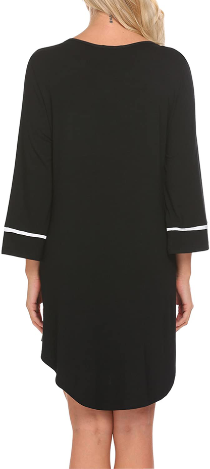 Ekouaer Women’S Sleepshirt 3/4 Sleeves Nightgown Sexy Nightshirts Boyfriend Sleepwear S-XXL Apparel & Accessories > Clothing > Sleepwear & Loungewear > Nightgowns Kylie Max   
