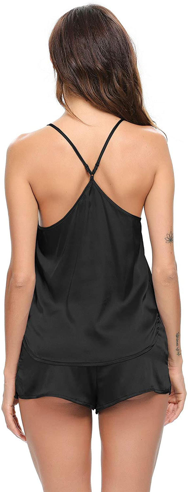 SWOMOG Women'S Satin Pajama Cami Set Sexy Lingerie Silky Sleepwear Nightwear 2 Piece Pj Short Sets Apparel & Accessories > Clothing > Sleepwear & Loungewear Kylie Max   