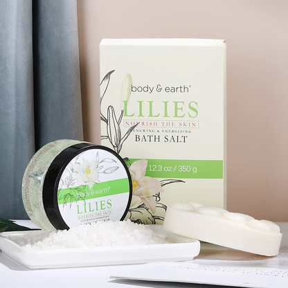 Gift Baskets for Women, Body & Earth Spa Basket Gifts for Women, Lily 10pc Spa Kit Gift Set with Bubble Bath, Shower Gel, Body Scrub, Body Lotion, Bath Salt, Birthday Gifts for Women Arts & Entertainment > Party & Celebration > Gift Giving BODY & EARTH   