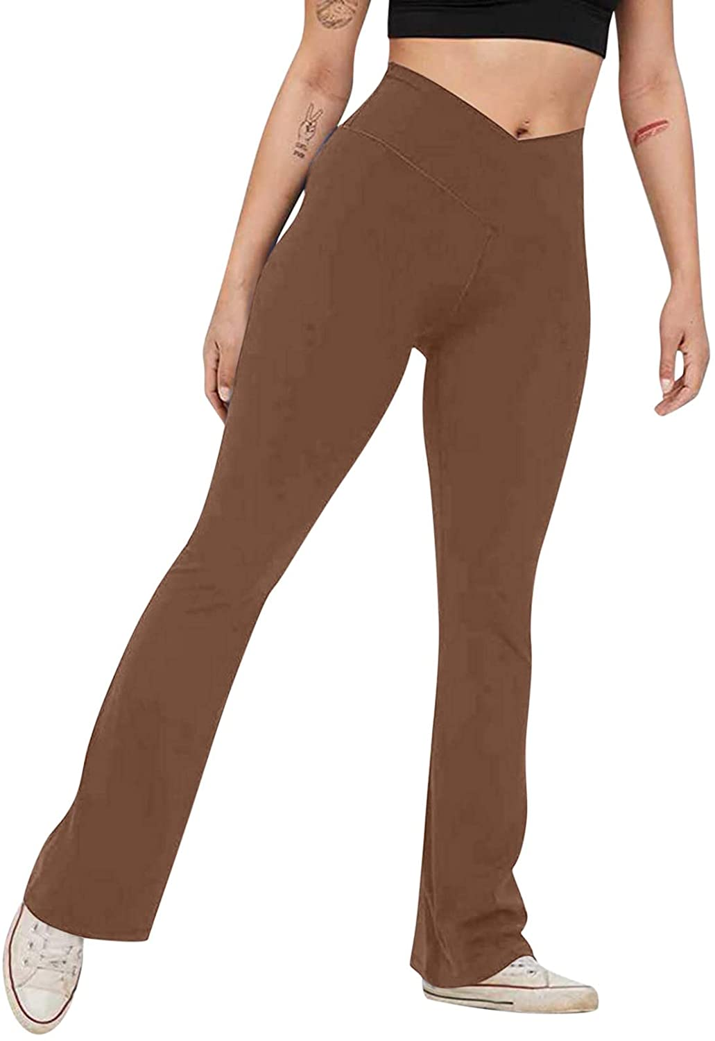 Burband Womens Bootcut Yoga Pants Tummy Control Non See through High Waisted Lounge Pants Bootleg Work Pants Dress Pants Apparel & Accessories > Clothing > Underwear & Socks > Shapewear Burband   