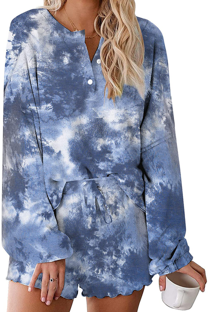 Ekouaer Tie Dye Pajamas Set Womens Loungewear Sleepwear 2 Piece PJ Sets Apparel & Accessories > Clothing > Sleepwear & Loungewear > Pajamas Ekouaer Sweet Long Sleeve 8 X-Large 