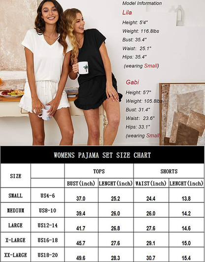 Luckymore Women'S Pajama Short Sleeve Sleepwear Soft Pj Set V Neck Top and Shorts Pajamas Set Apparel & Accessories > Clothing > Sleepwear & Loungewear > Pajamas Kylie Max   