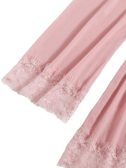 SOLY HUX Women'S 3 Piece Contrast Lace Sleepwear Cami Top and Shorts Pajama Set with Belted Robe Apparel & Accessories > Clothing > Sleepwear & Loungewear Kylie Max   