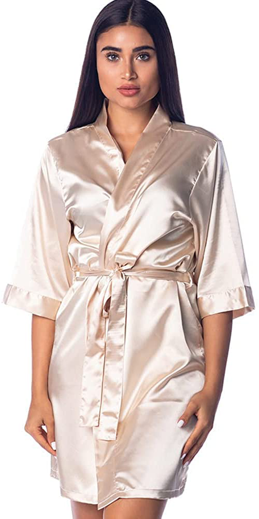 Pretty Robes Silk Satin Robes for Women Short Kimono Robe for Brides and Bridesmaids Wedding and Bridal Party Loungewear Apparel & Accessories > Clothing > Sleepwear & Loungewear > Robes Pretty Robes   