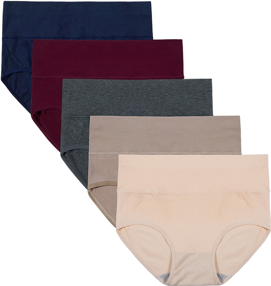 INNERSY Womens High Waisted Underwear Cotton Panties Regular & plus Size 5-Pack Apparel & Accessories > Clothing > Underwear & Socks > Underwear INNERSY Basics X-Large 