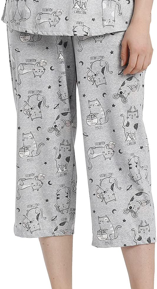 ENJOYNIGHT Women'S Capri Pajama Pants Lounge Causal Bottoms Print Sleep Pants Apparel & Accessories > Clothing > Sleepwear & Loungewear > Pajamas Kylie Max   