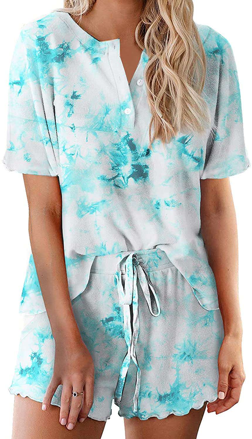 Ekouaer Tie Dye Pajamas Set Womens Loungewear Sleepwear 2 Piece PJ Sets Apparel & Accessories > Clothing > Sleepwear & Loungewear > Pajamas Ekouaer Beautiful 5 Large 