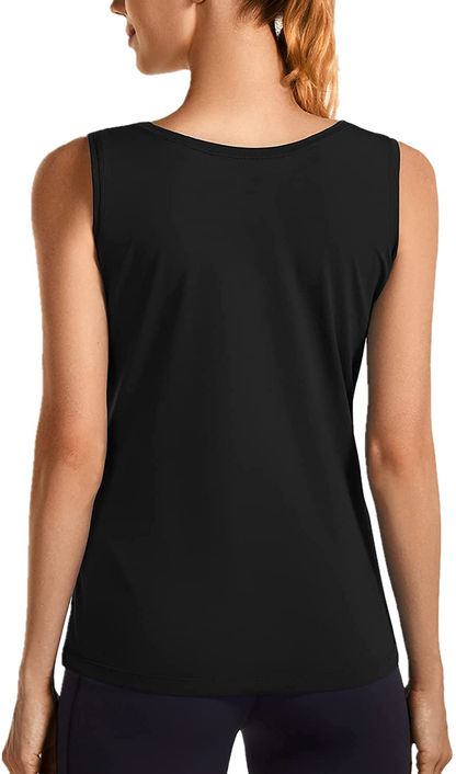 BALEAF Women'S Wide Strap Cotton Workout Tank Tops Yoga Crewneck Sleeveless Shirts Apparel & Accessories > Clothing > Activewear Kylie Max   