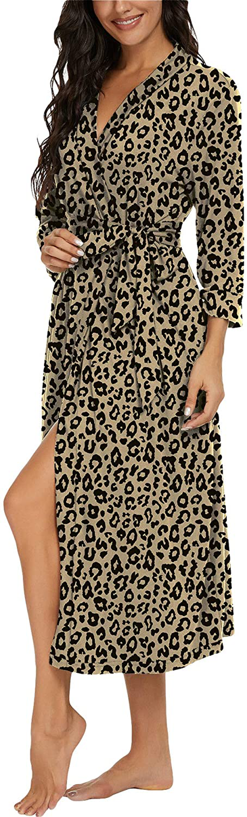 VINTATRE Women Kimono Robes Long Knit Bathrobe Lightweight Soft Knit Sleepwear V-Neck Casual Ladies Loungewear Apparel & Accessories > Clothing > Sleepwear & Loungewear > Robes Kylie Max   