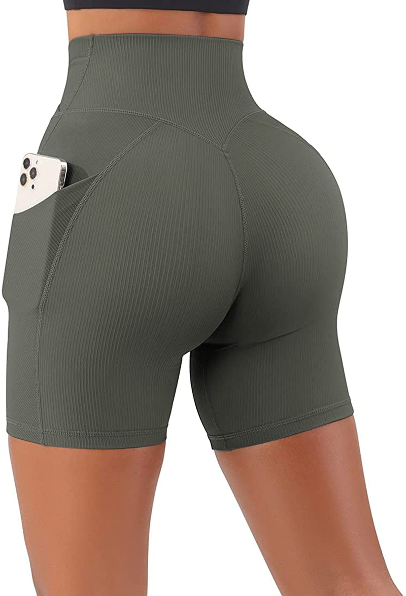 SUUKSESS Women Cross Workout Shorts with Pockets 5" High Waist Booty Biker Short Apparel & Accessories > Clothing > Shorts Kylie Max   