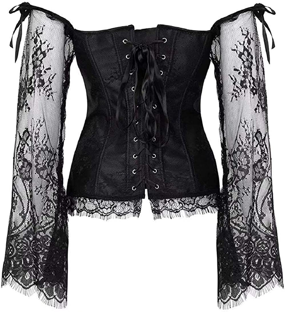 Corsets for Women Overbust Bustier Top Gothic Punk Sexy Shoulder Straps plus Size Apparel & Accessories > Clothing > Underwear & Socks > Lingerie SHYMMUO   
