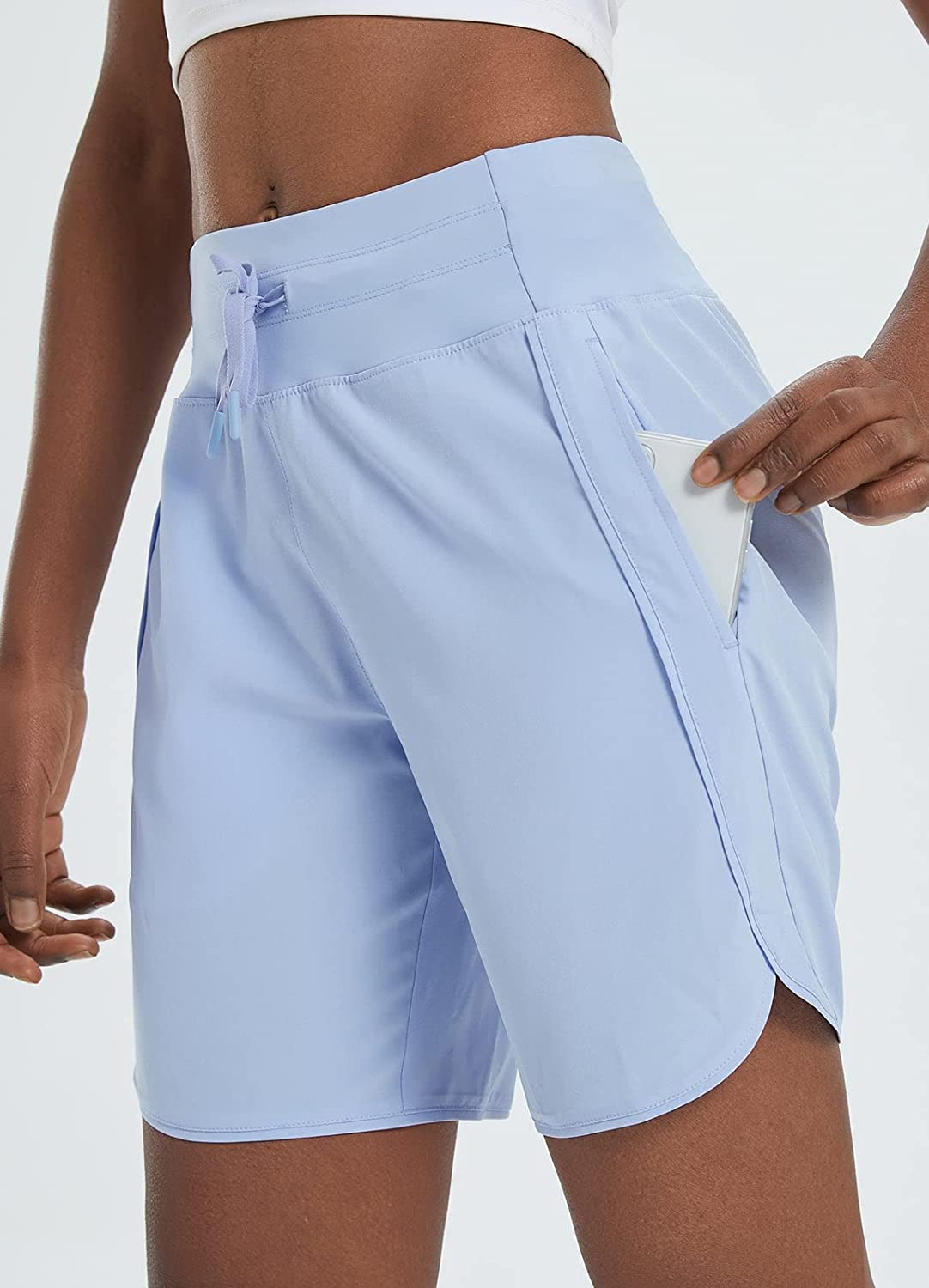 BALEAF Women'S 7" Long Shorts Lightweight for Running Workout Hiking Unlined Zipper Pocket Quick Dry Apparel & Accessories > Clothing > Shorts Kylie Max   
