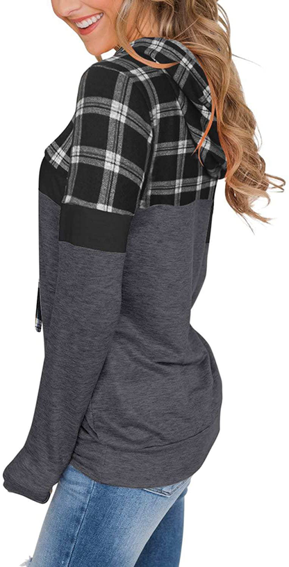PINKMSTYLE Women'S Casual Color Block Hoodies Tops Long Sleeve Drawstring Pullover Sweatshirts with Pocket(S-Xxl) Apparel & Accessories > Clothing > Activewear Kylie Max   