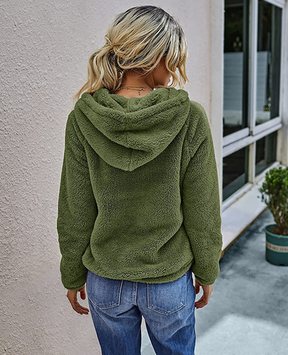 KIRUNDO Winter Women’S Fuzzy Fleece Hoodies Sweatshirts Casual Long Sleeves Shaggy Sherpa Pullover with Pockets Apparel & Accessories > Clothing > Activewear Kylie Max   