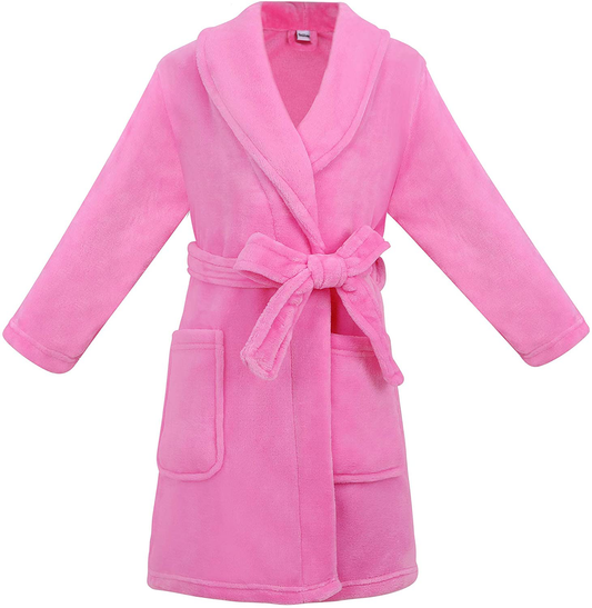 Kids Girls Boys Soft Plush Cover up with Long Sleeve Two Pockets Apparel & Accessories > Clothing > Sleepwear & Loungewear > Robes Kylie Max   