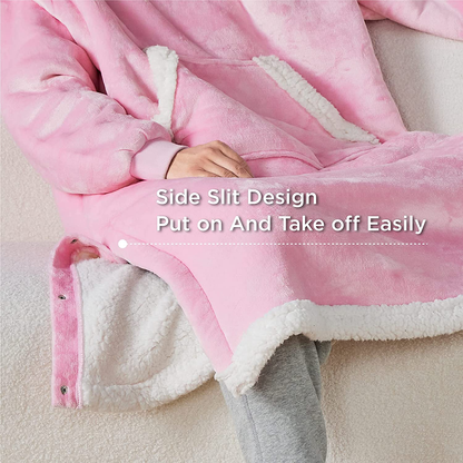 Bedsure Pink Wearable Blanket Hoodie Gift for Women- Long-Length Hooded Blanket Sweatshirt Adult with Side Split and Belt, Warm Sherpa Sweater Blanket Jacket Arts & Entertainment > Party & Celebration > Gift Giving Bedsure   