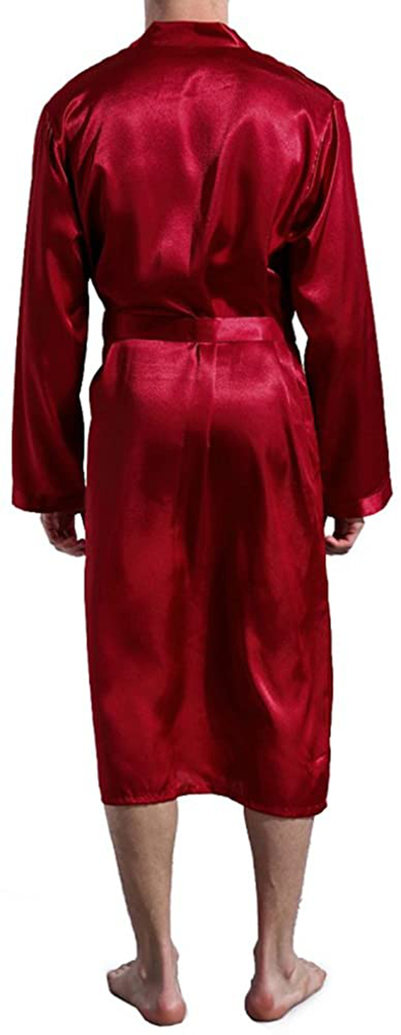 Elountik Men'S V Neck Satin Robe Kimono Long Bathrobe Pajamas Nightgown Sleepwear Christmas Robe for Wedding Party Apparel & Accessories > Clothing > Sleepwear & Loungewear > Robes Kylie Max   