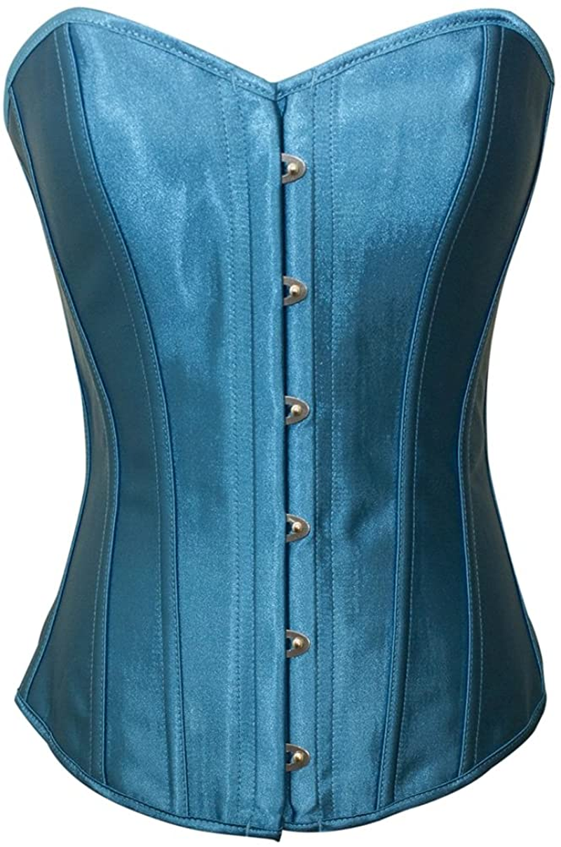 Chicastic Black Satin Sexy Strong Boned Corset Lace up Overbust Waist Cincher Bustier Bodyshaper Top - Also White & Red Apparel & Accessories > Clothing > Underwear & Socks > Lingerie Chicastic   