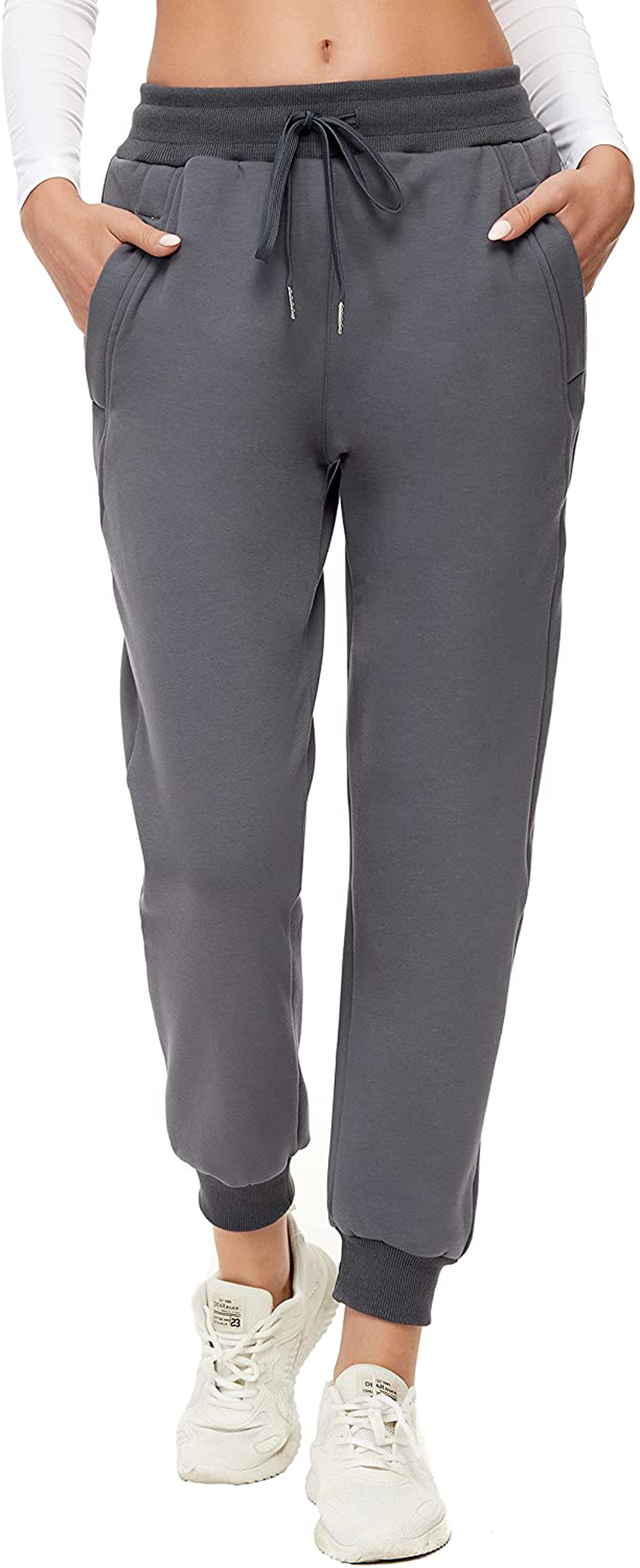 MOUEEY Women'S Super Warm Sherpa Lined Athletic Sweatpants Jogger Fleece Pants with Zipper Pockets Apparel & Accessories > Clothing > Activewear Kylie Max   