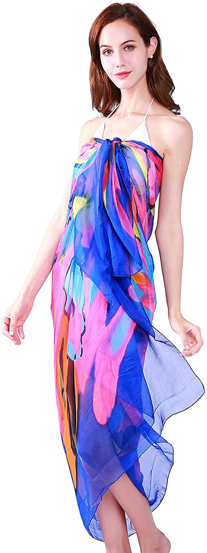 Missshorthair Womens Chiffon Beach Pareos Sarong Sheer Swimsuit Cover Ups Swimwear Bikini Wrap Apparel & Accessories > Clothing > Swimwear Kylie Max   