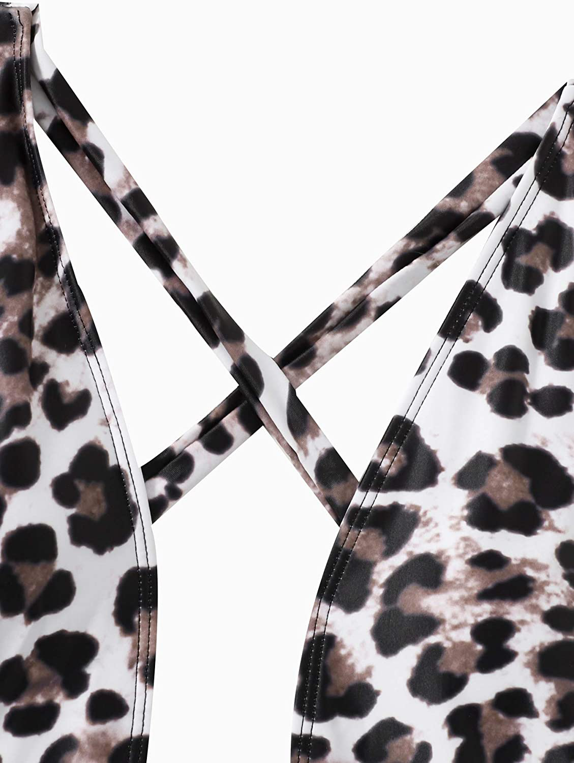 Sweatyrocks Women'S Sexy Bathing Suits Criss Cross Tie Knot Front Deep V Open Back Leopard One Piece Swimwear Apparel & Accessories > Clothing > Swimwear Kylie Max   