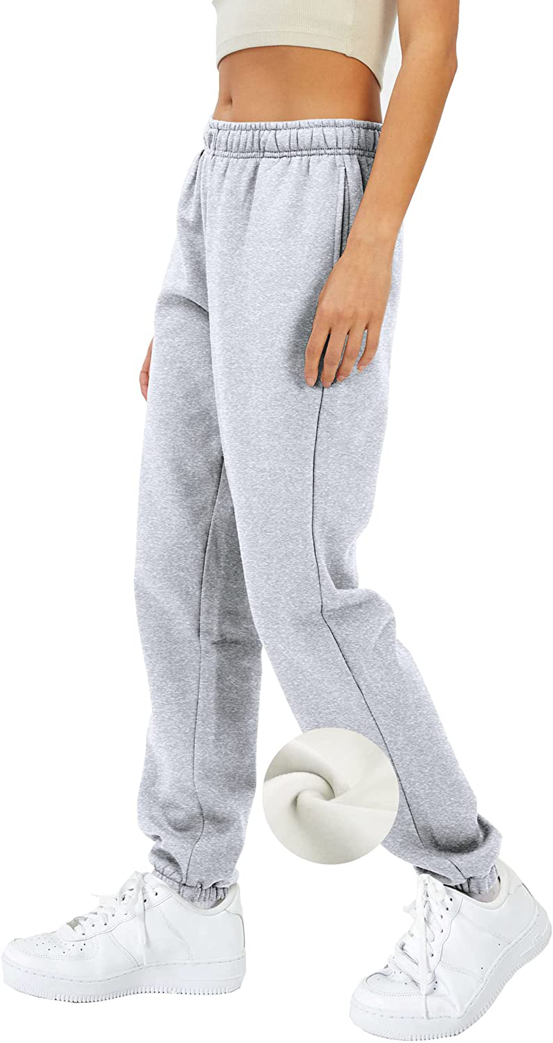 AUTOMET Women’S Winter Baggy Fleece Sweatpants High Waisted Joggers Pants Athletic Lounge Leggings with Pockets Apparel & Accessories > Clothing > Activewear Kylie Max   