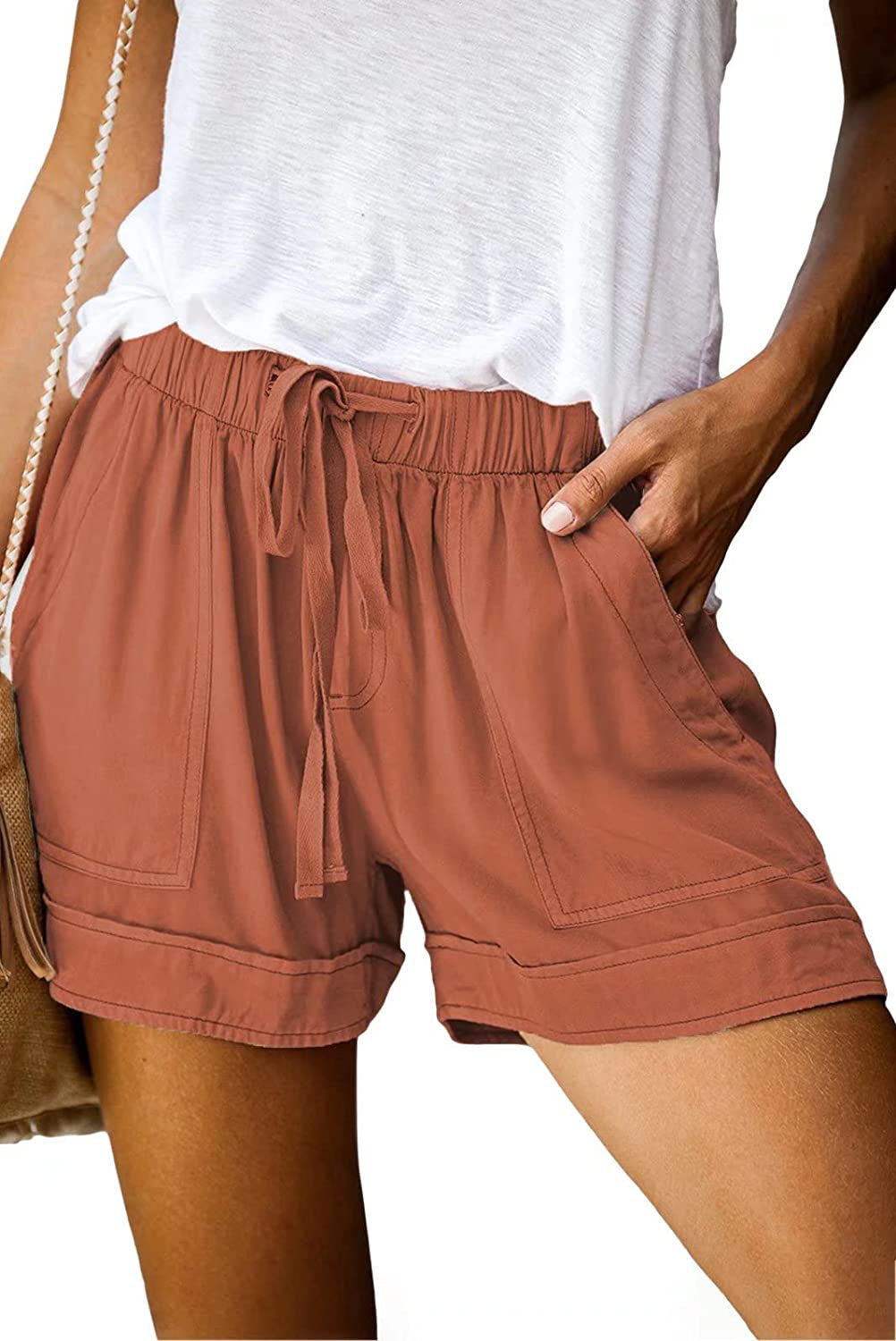 Dokotoo Womens Comfy Drawstring Casual Elastic Waist Pocketed Shorts Apparel & Accessories > Clothing > Shorts Kylie Max   