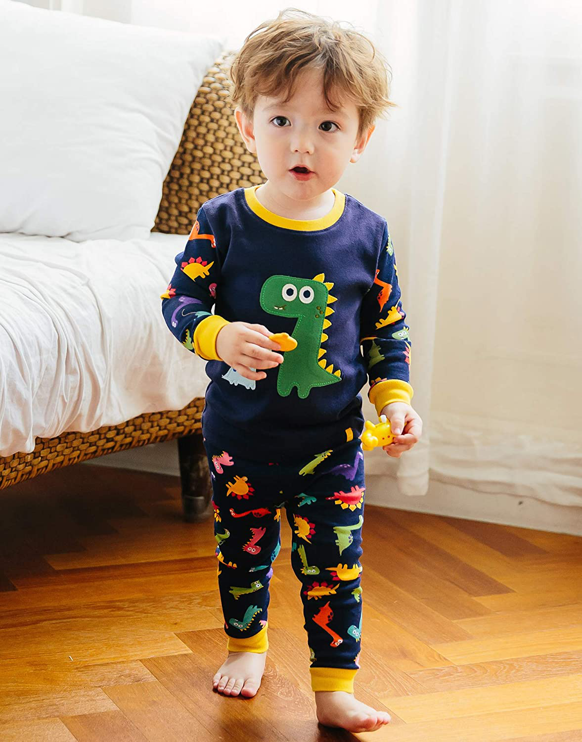 VAENAIT BABY Toddler Kids Boys Girls 100% Cotton Jaws Truck Dino Snug Fit Sleepwear Pajama Pjs Set Apparel & Accessories > Clothing > Sleepwear & Loungewear > Pajamas Kylie Max   