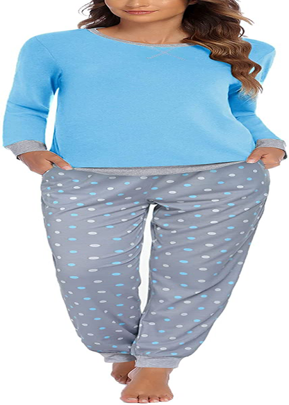 Ekouaer Women's Pajamas Sets Long Sleeve with Plaid Pants Soft Sleepwear O Neck 2 Piece Pjs Joggers Loung Set with Pockets Apparel & Accessories > Clothing > Sleepwear & Loungewear > Pajamas Ekouaer Pat6 XX-Large 