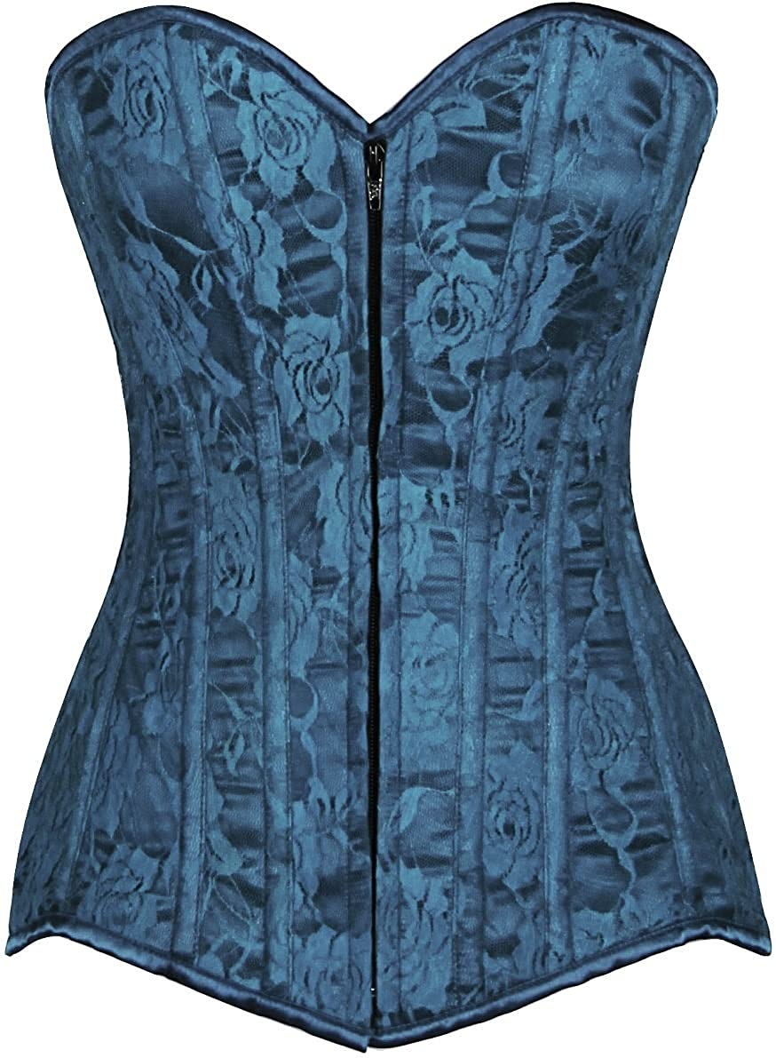 Daisy Corsets Lavish Dark Grey Lace Overbust Corset Apparel & Accessories > Clothing > Underwear & Socks > Lingerie Daisy corsets Teal X-Large 